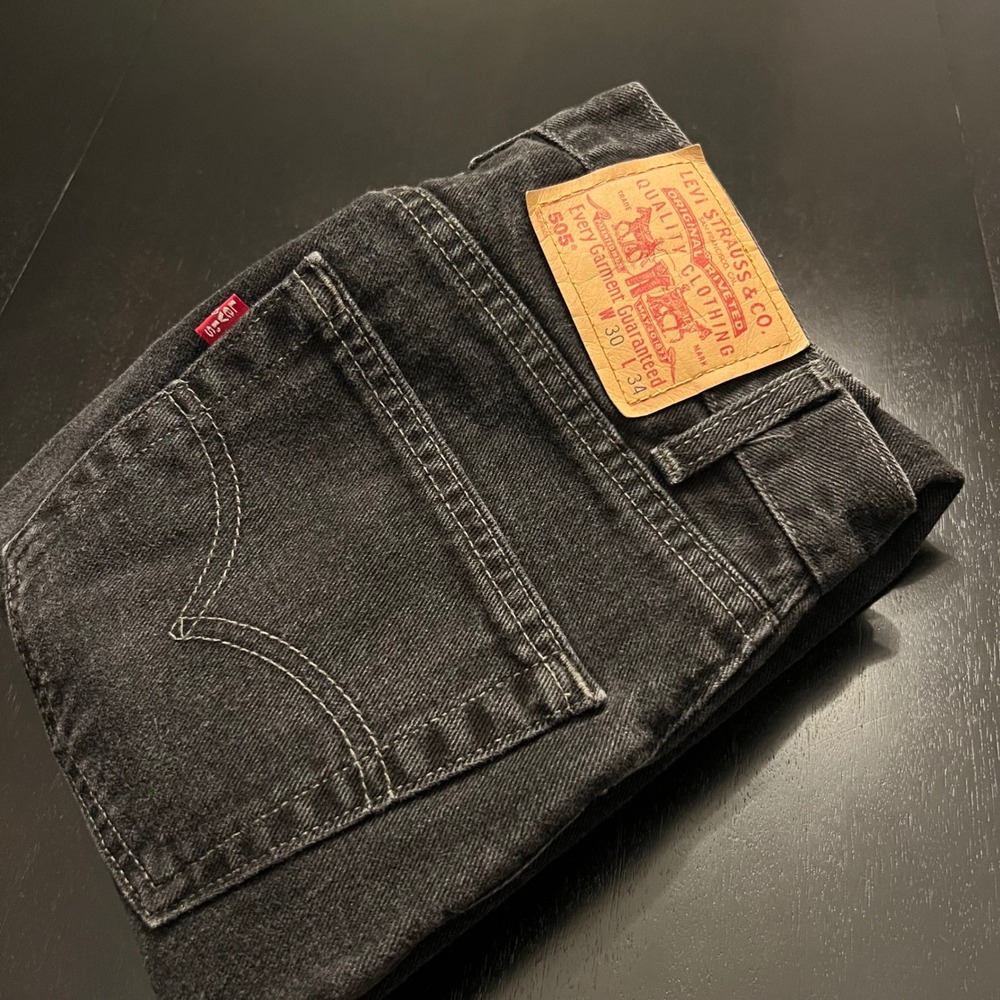 Levi 505 Straight Leg Jeans Mens 30x34 Black Vintage 2002 Made in Canada Denim